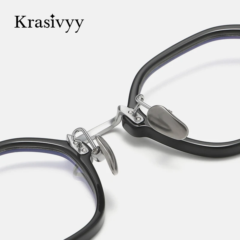 Krasivyy Hexagon Brilmonturen Mannen Titanium Acetaat Klein Formaat Recept Brillen Frame Vrouwen Luxe Merk Optische Brillen