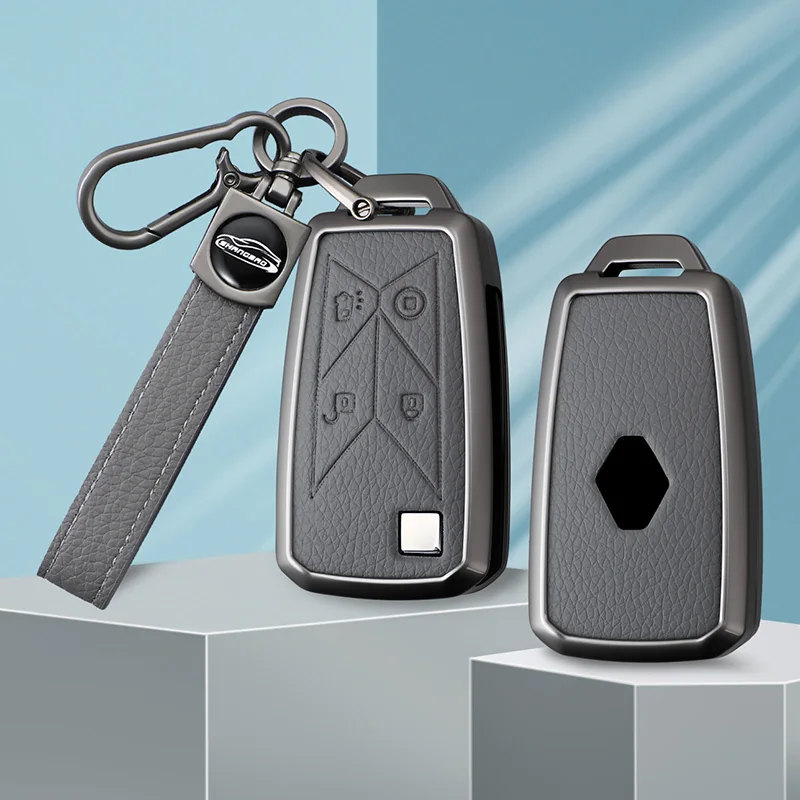 

4 Buttons Zinc Alloy Leather Pickup Truck Car Key Case Caps Key Cover For Renault Euro 6 Series T C K Gama Shell Bag Keyring