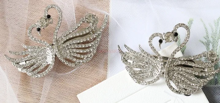 Temperament studded swan hair clip, hair clip headwear medium bangs clip top clip spring clip accessories