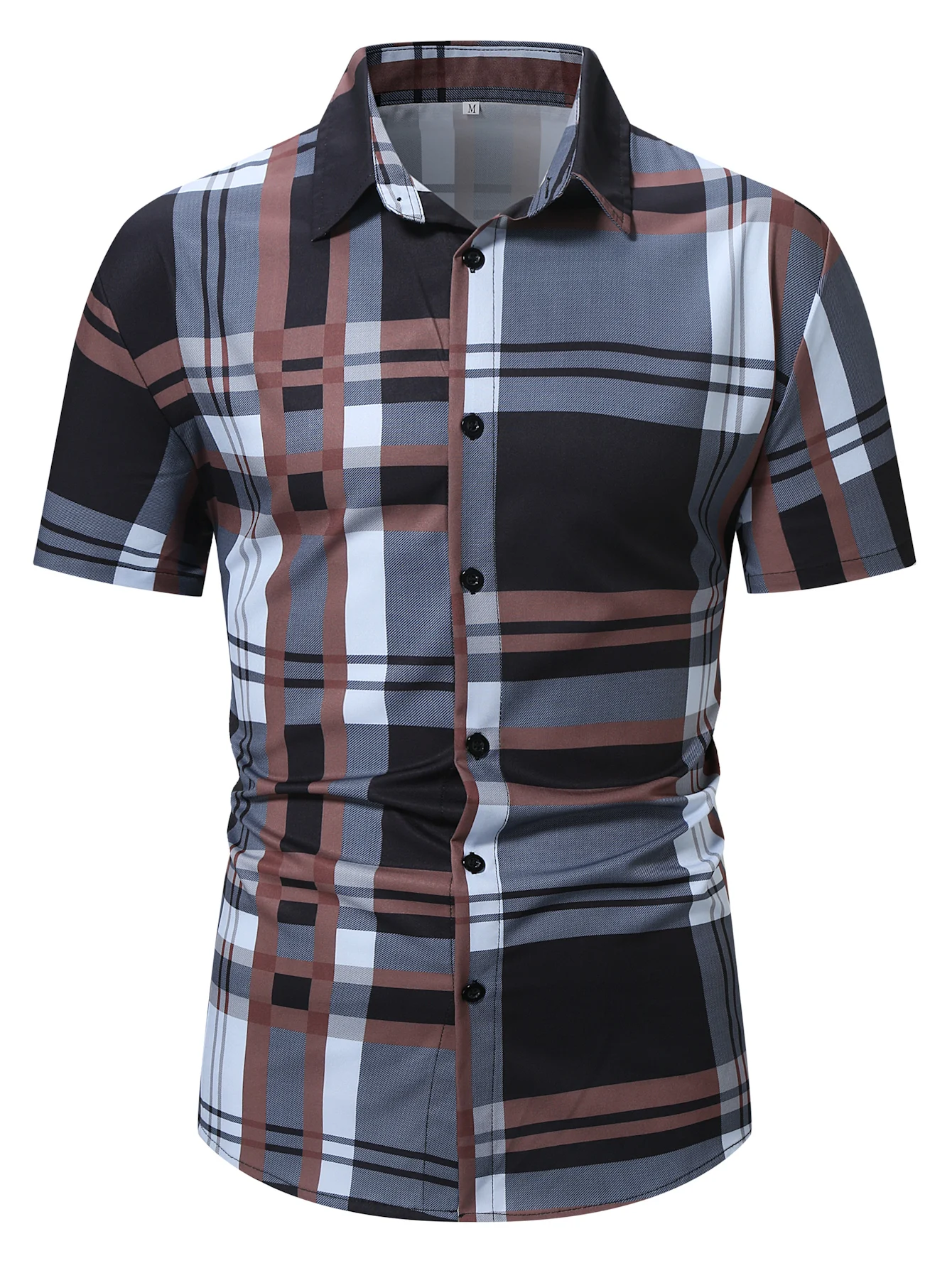 Men\'s Summer Short Sleeve Printed Shirt Thin Plaid shirt  Men\'s Clothing Business Casual Shirt