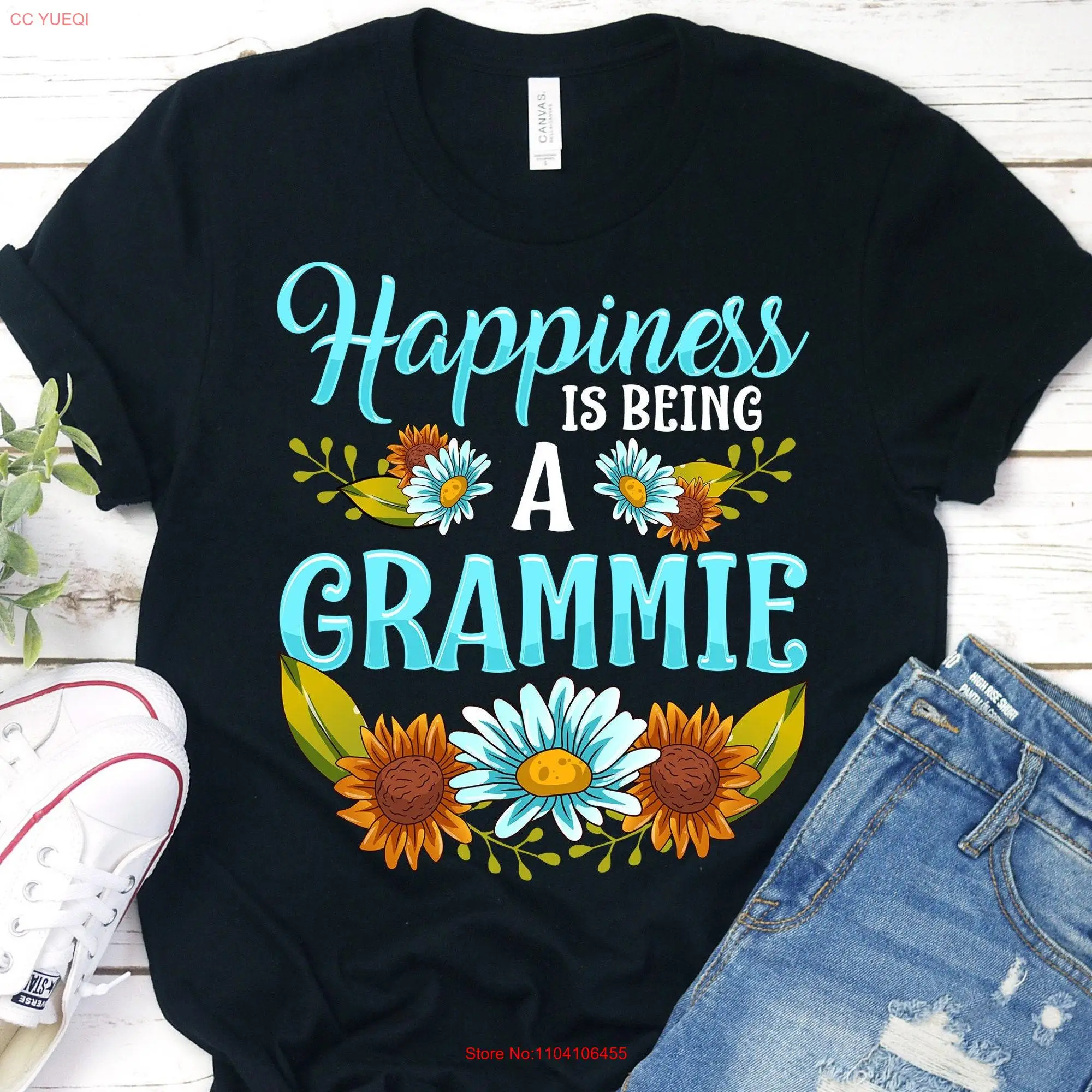 Happiness Is Being A Grammie T Shirt Mothers Day For Personalized long or short sleeves