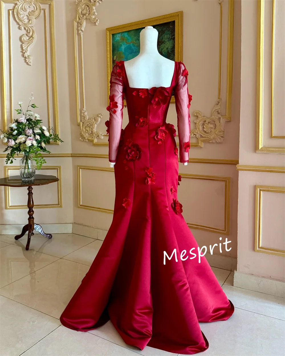 Customized Formal Pleat Applique Mermaid Square Neck Long Dresses Bespoke Occasion Dresses Sparkle Chinese Style