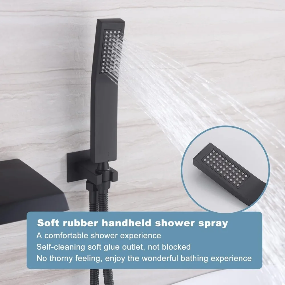 مجموعة صنبور حوض استحمام بمقبض واحد مع بخاخ محمول، صنبور حوض استحمام مثبت على الحائط لتجربة الاستحمام الفاخرة