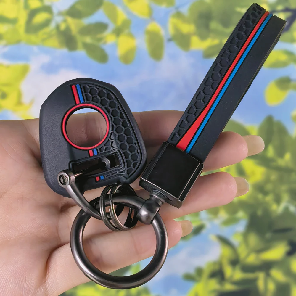 Red Blue Racing Strip Key Cover With Keychain For Honda CB650R CB500X CB500F CB1100 CB1000R CB125R CB300R Motorcycle Key