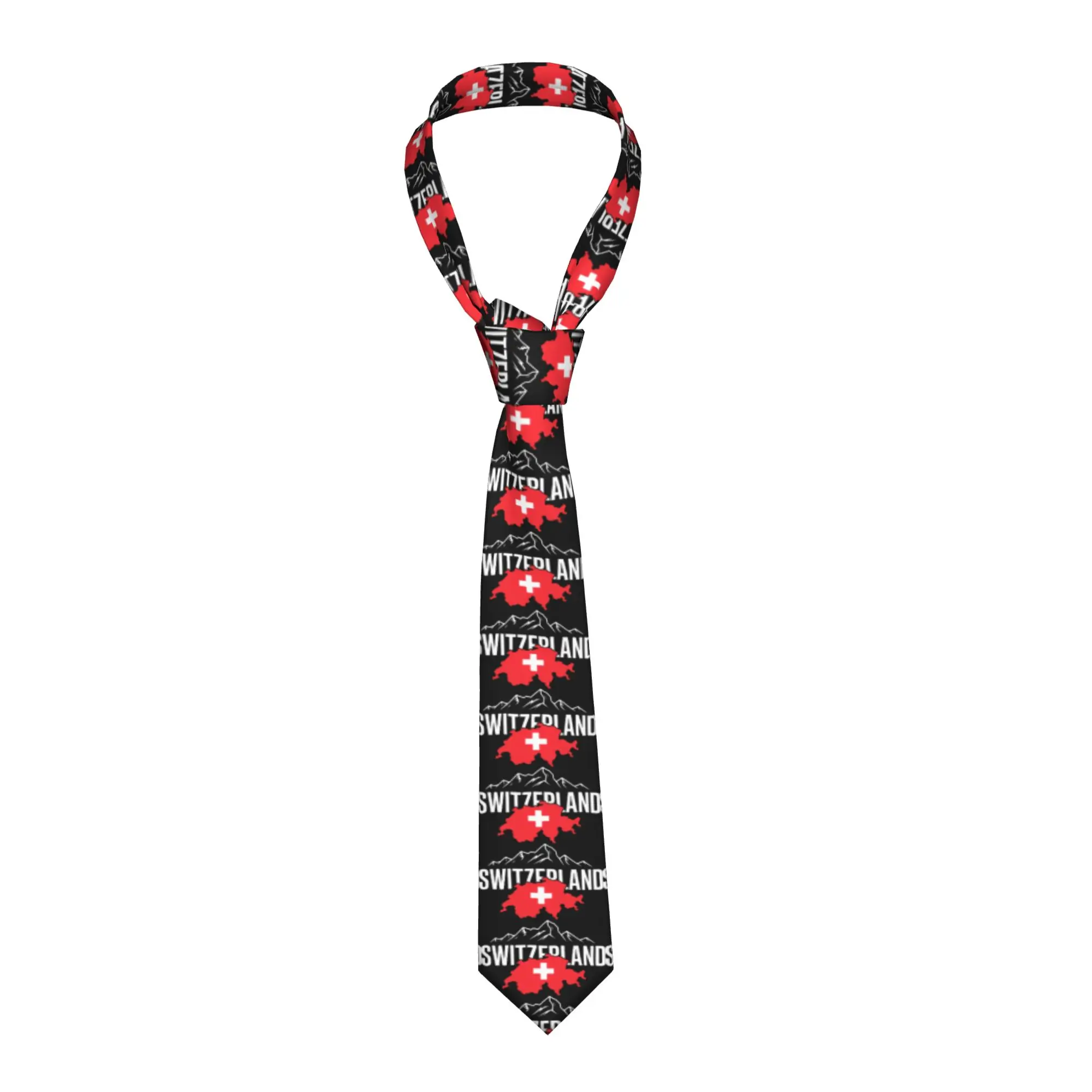 Swiss Switzerland Flag  Tie  Daily Wear Neck Ties Retro Casual Neck Tie For Male Custom DIY Collar Tie Necktie Gift Idea
