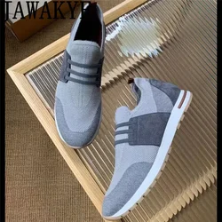 JAWAKYE Men's Knitted Sneakers Vulcanized Shoes Male Fashion Comfort Elastic Flat Loafers Casual Party Business Shoes For Men