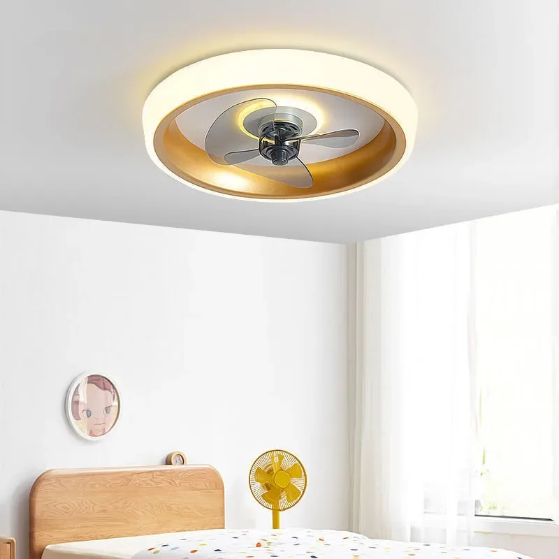 Modern Simple Ceiling Fans Lamp LED Invisible Blades Small Bedroom Study Living Room Remote Control Kids Ceiling Light Luminaire