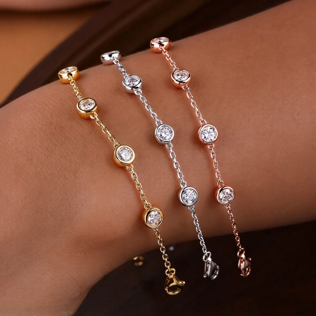 GXTRS 4mm Full Moissanite Bubble Bracelet For Women S925 Silver Lab Diamond Bezel Setting Hand Chain Gift Fine Jewelry Certified