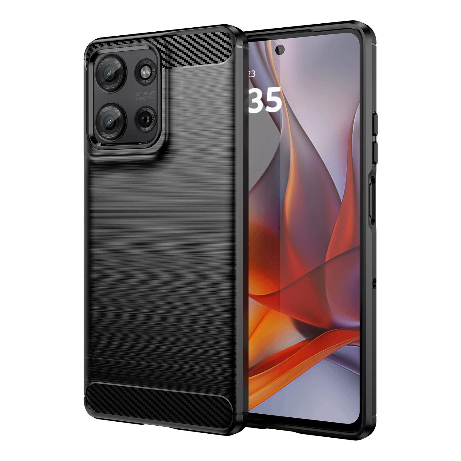Luxury Carbon Fiber Case For Moto G75 5G Full Protective Soft Phone Cover for motorola g75 5g Shockproof Silicone Back Cases