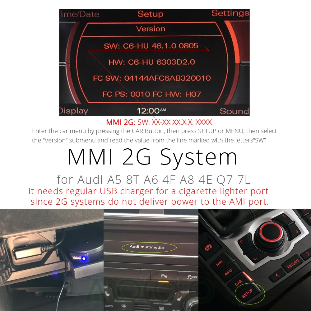 車のbluetoothワイヤレスモジュールusbケーブルアダプタアウディA4 A5