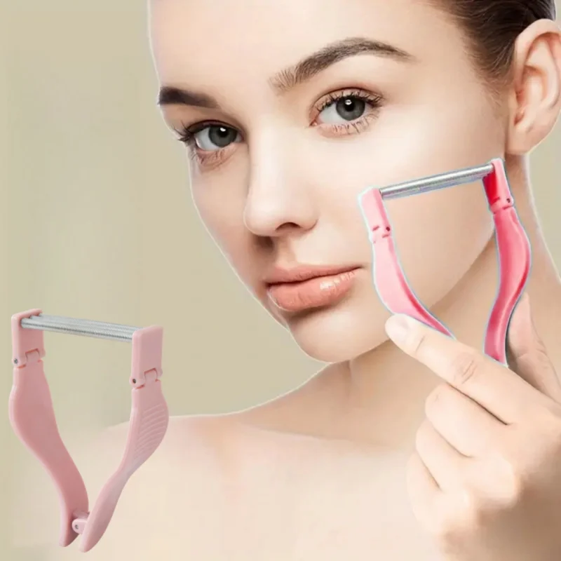 1pc Pink Spring Facial Hair Remover - Stainless Steel Roller for Lips & Face, Eyebrow Moustache Hair Removal Tool