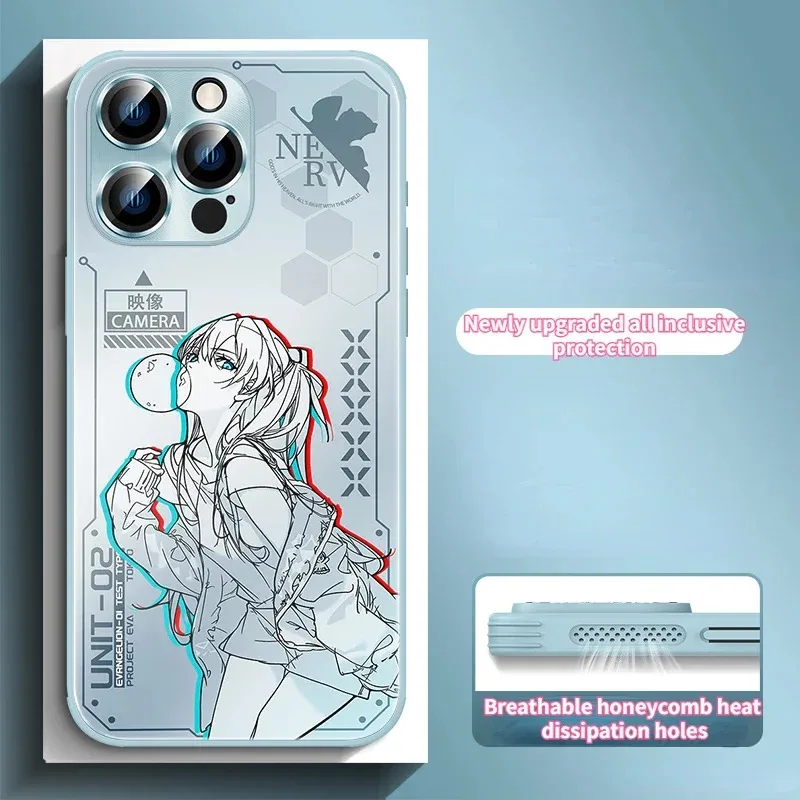 

qa156Мультяшный аниме EVA Asuka IPhone 16pro, милый чехол для телефона с пленкой для объектива, простой матовый персонализированный пакет с рассеиванием тепла