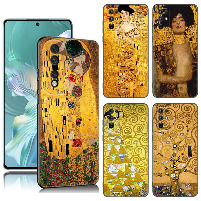 Art Gustav Klimt Black Phone Case For Huawei Honor 70 90 Lite X40 GT X50 i X5 Plus X6A X6S X7A X8A X8B X6 X7 X8 X9 4G X9A X9B 5G