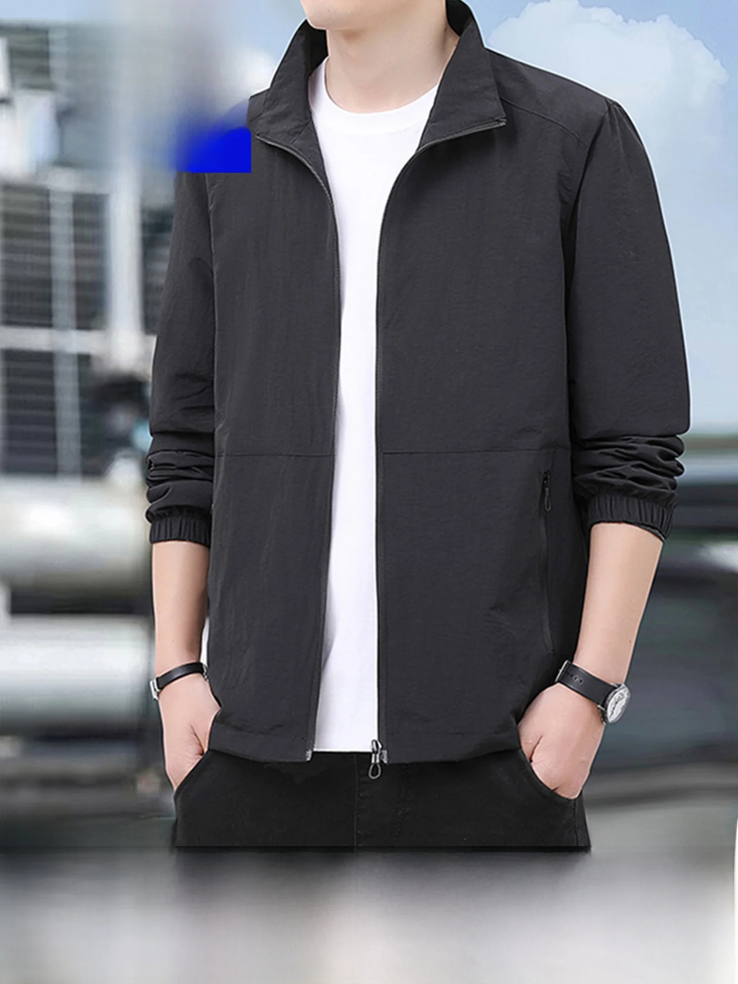 

Casual Loose Fit Stand Collar Jaet for Men Spring Autumn Faionable Sportswear Windbreaker Coat Middle Youth Large Size