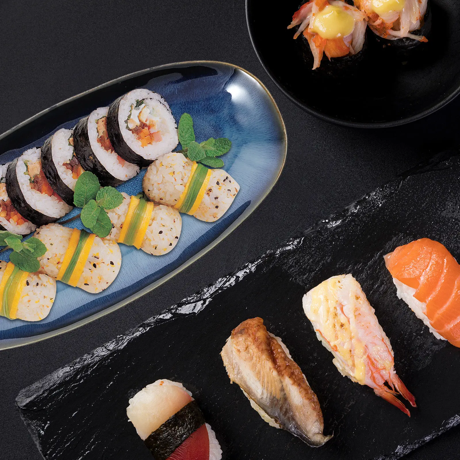 

Ceramic Sushi Plate Large Blue Exquisite Detail Premium Crafted Stylish Serving Tray for Daily Use Parties Weddings Restaurants
