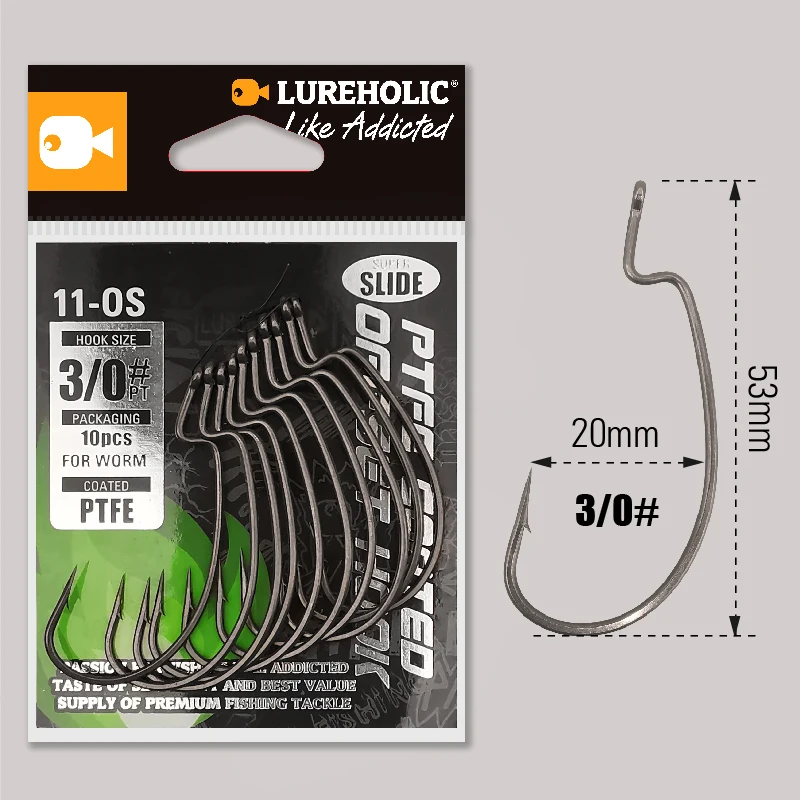 Lureholic ptfe Super Slide Offset Haken Wurm Haken Texas Rig Drop Shot Edelstahl Wurm Angelhaken Angel zubehör