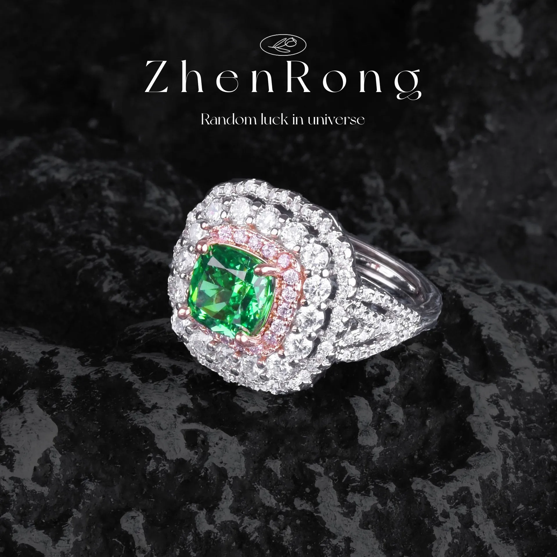 Fashionable and Luxury Crushed Ice Cut Lab Diamond Ring High Carbon Emerald Zircon Wedding Engagement Rings for Women Party Gift