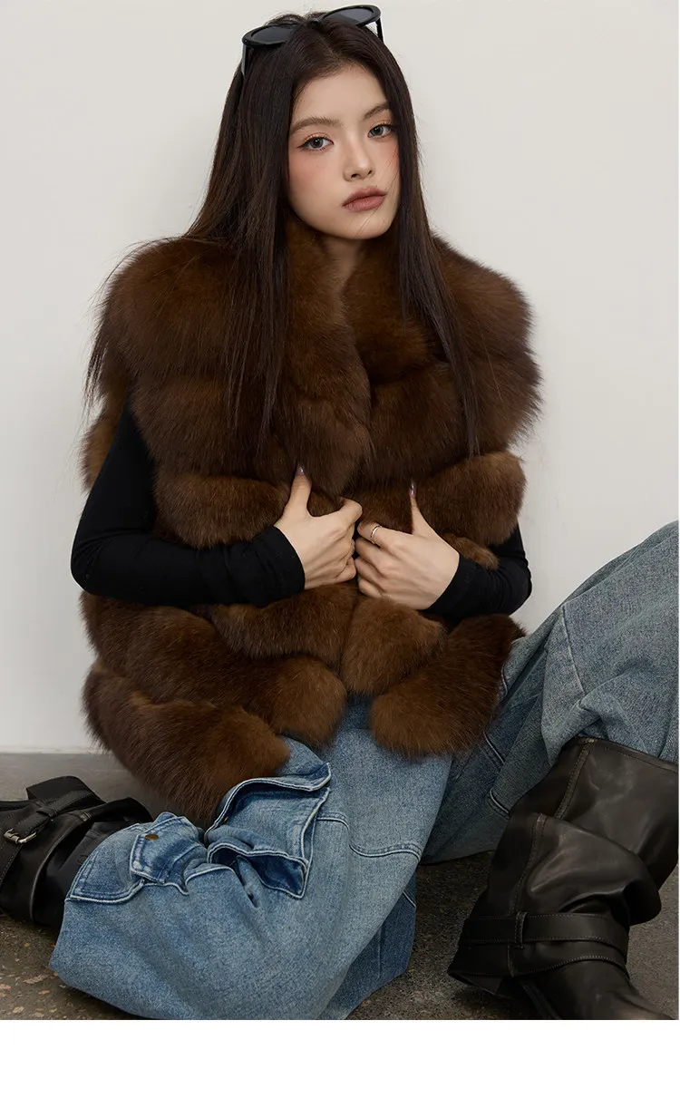 Modische Herbst-Frauen-Fellmäntel aus Kunstfell, Outdoor-Damen-Jacken ohne Ärmel, flauschig, dick, warm, Winter-Oberbekleidung, Damen-Streetwear – Detail 15