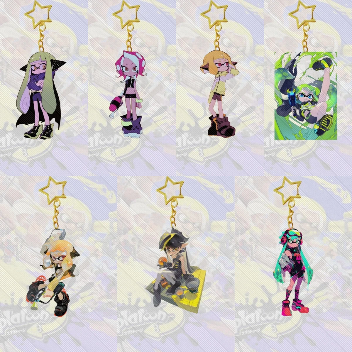 Juego Splatoon de 6CM, llavero acrílico fresco, modelo de personajes característicos, accesorios de adorno, colección de productos, regalos de navidad