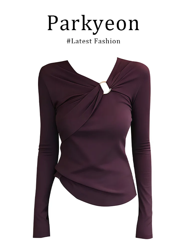 

Chic Knot Design V-Ne Long Sve Women's Top Slim Fit Faionable Base irt Autumn Winter Warmth Emitting Knitted Sweater