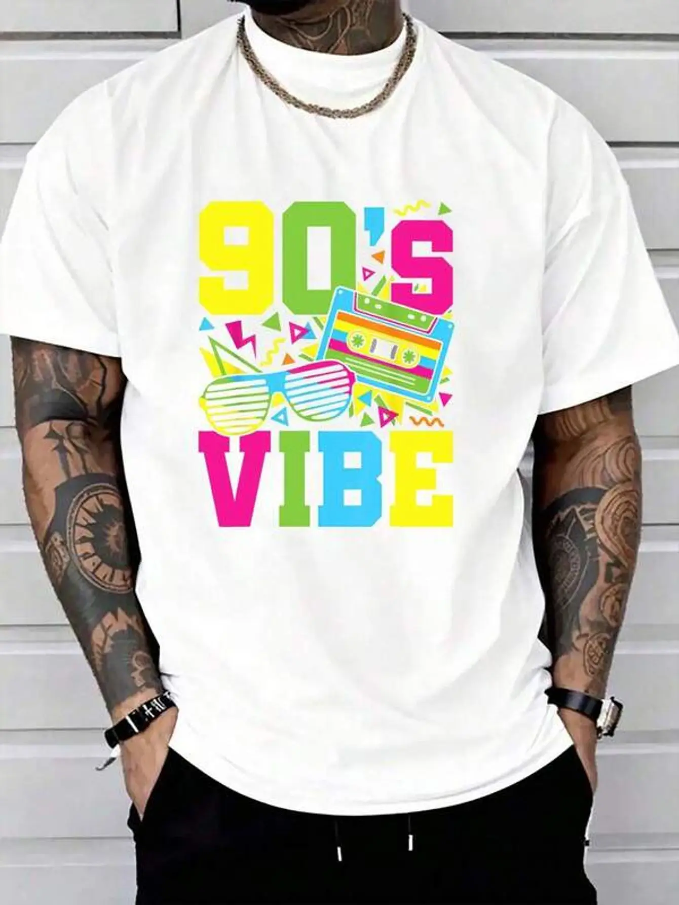 100% Cotton 90's Vibe Retro 1990s 90s Style Party Outfit Men Women T-Shirt Short Sleeve T-Shirt Women's Men's Graphic Tee Causal Tops Women's Men Graphic Tee