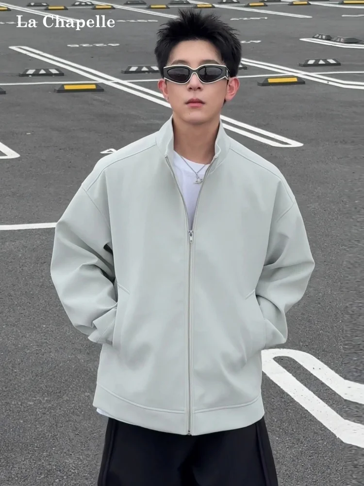 

La Chapelle Американское кожаное пальто с воротником-стойкой, свободное пальто на молнии для мужчин и женщин, осень 2025 г., Новое поступление