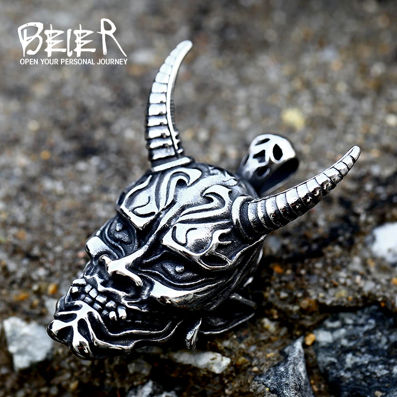 BEIER Updated Designs 316L Stainless Steel Prajna Evil Dragon Head Men Pendant Necklace Punk Animal High Quality Jewelry BP8-508