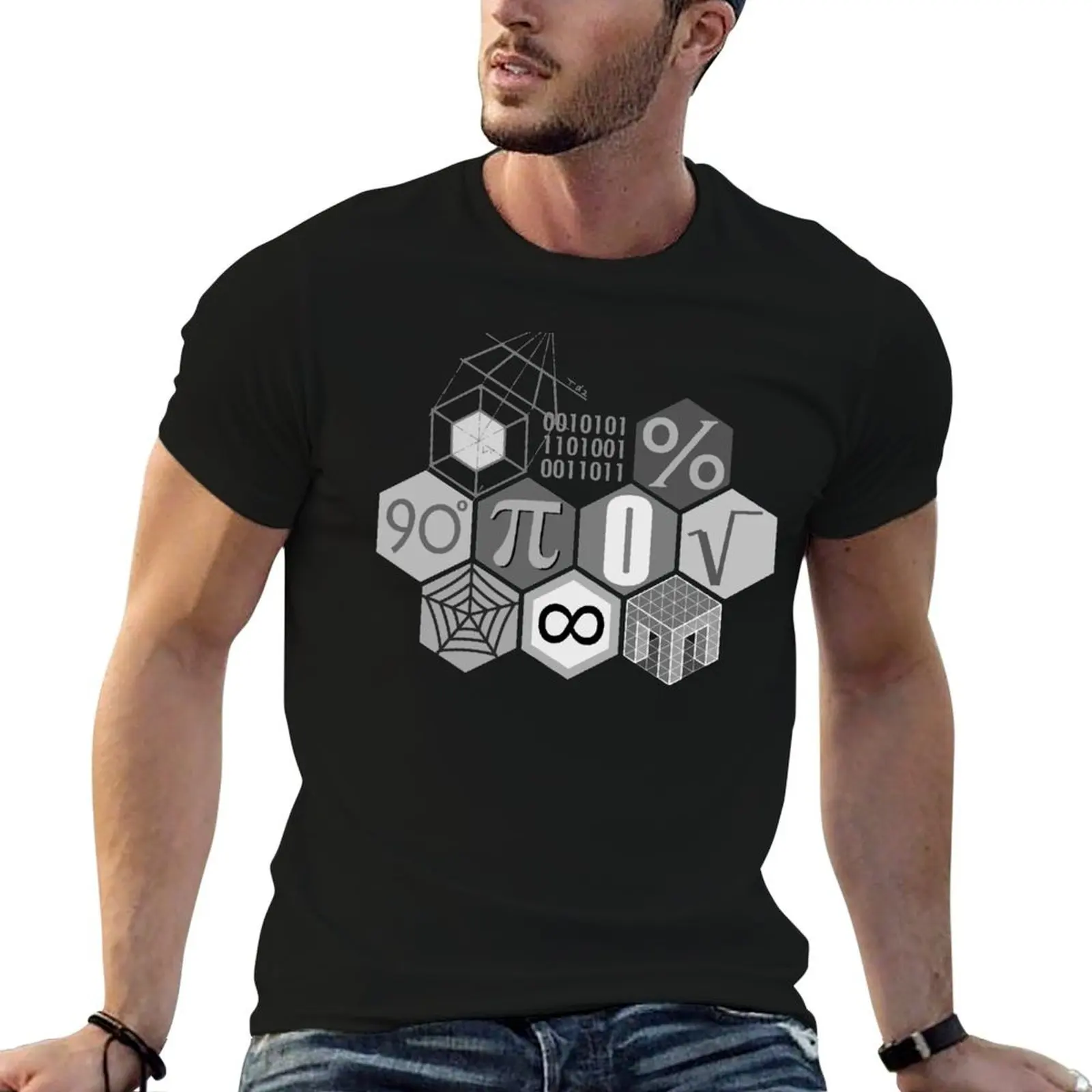 MATH! (black and white) T-Shirt boys whites quick drying slim fit t shirts for men