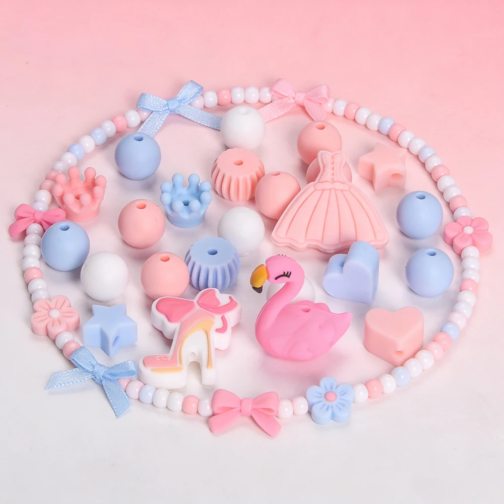 LOFCA 26PCS Silicone Mixed Focal Beads Set For Jewelry Making To Make Bracelets DIY Keychain Necklace Jewelry Accessoriest