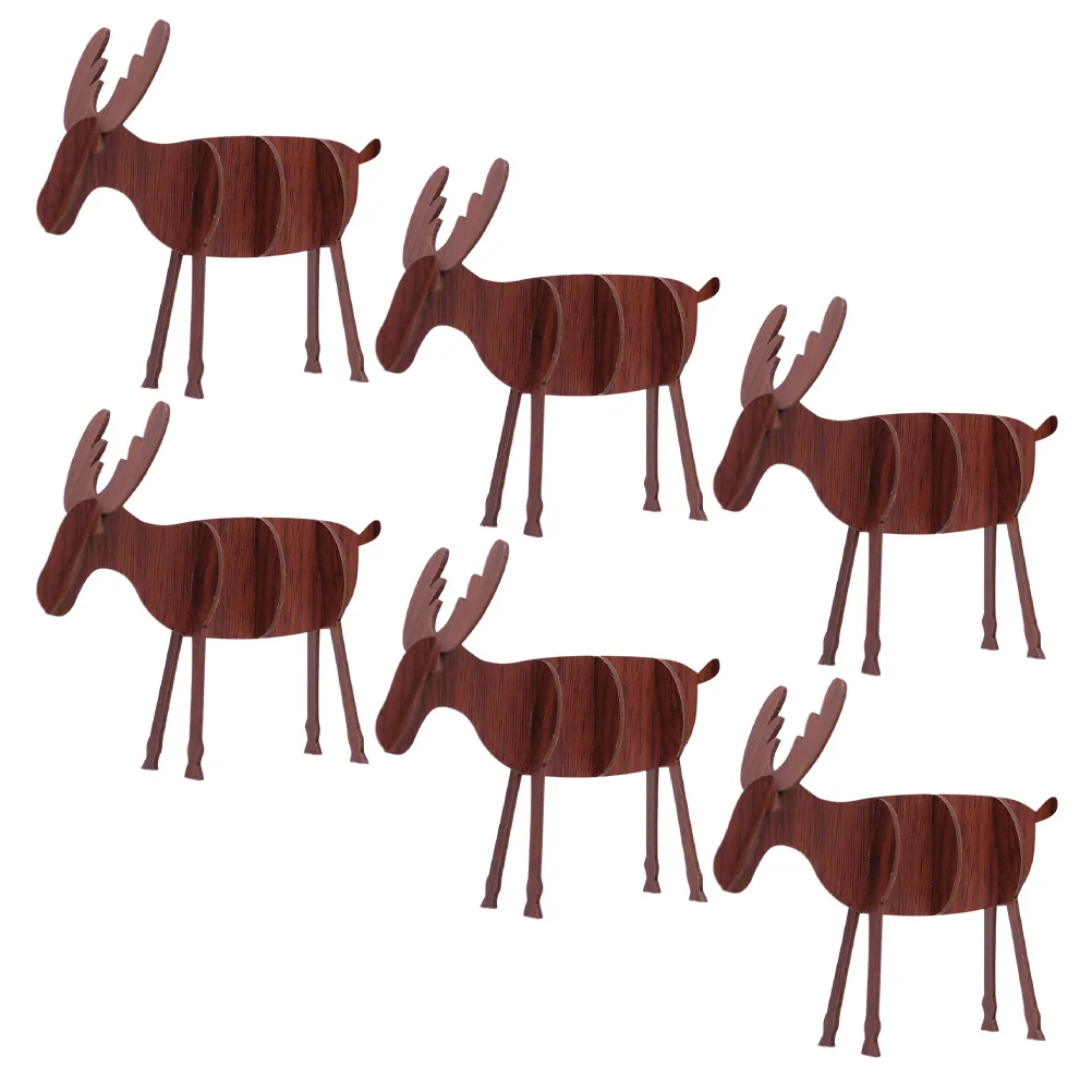 

6 Pcs Elk Ornaments Desktop Decor Decoration Vintage Holiday Christmas Decorations Kids Wood Toy Set