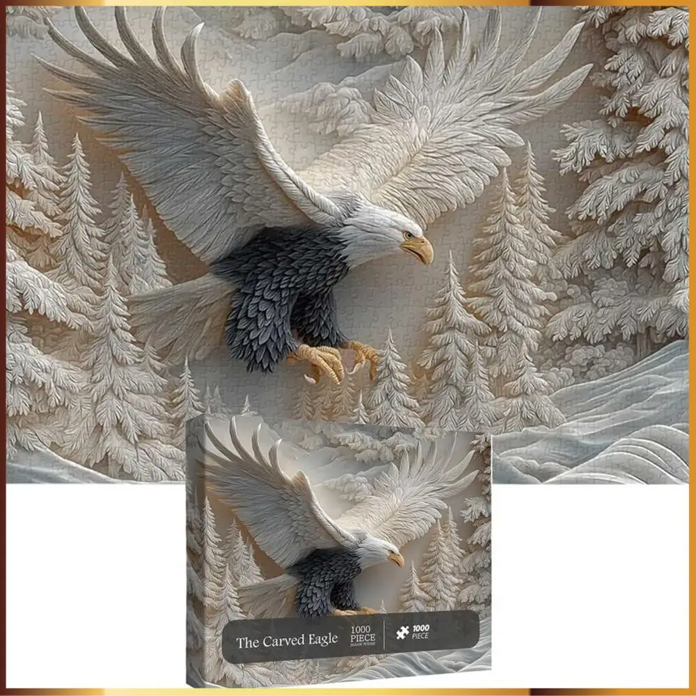 Puzzle da 1000 pezzi dell'aquila intagliata, aquila, fauna selvatica, design artistico, gioco di puzzle per attività familiari, decorazione della parete di casa
