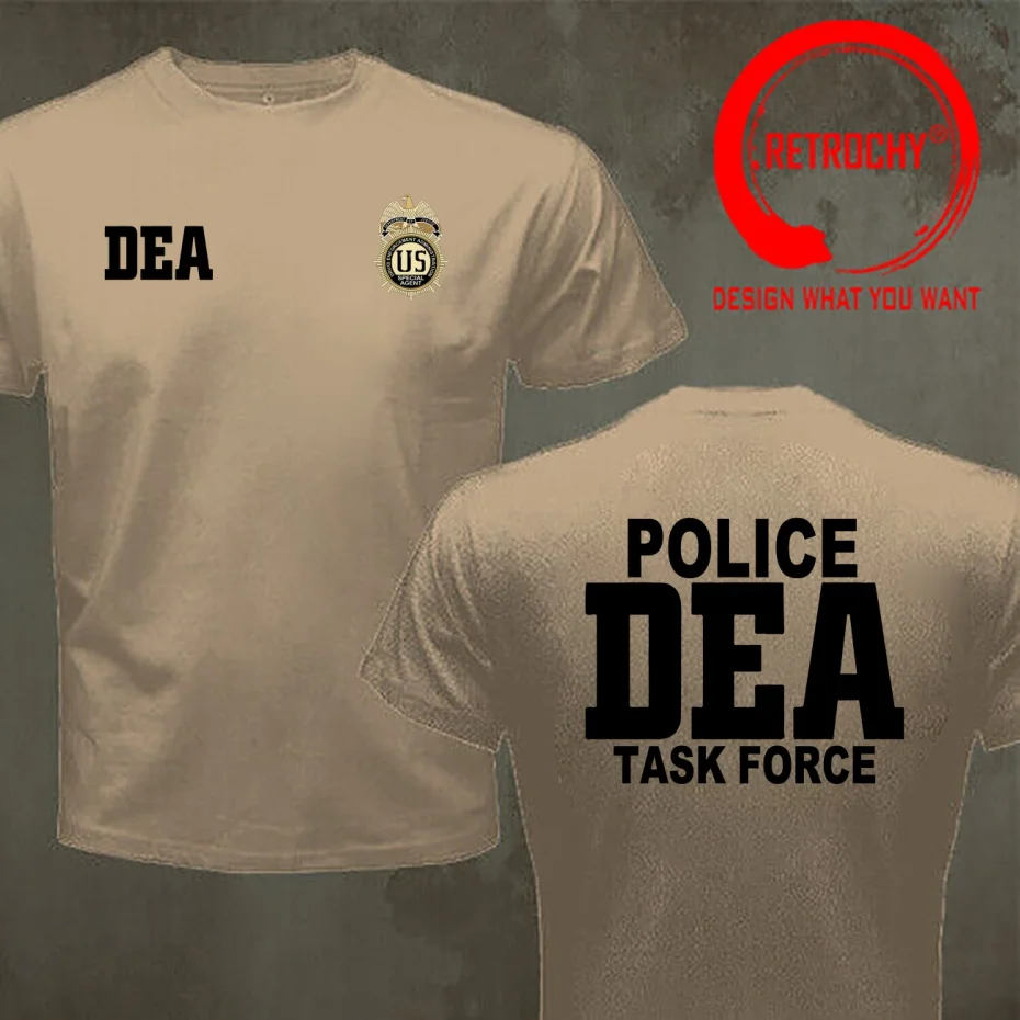 Funny Design DEA US Federal Interdiction Agency back  SRed Doublet Men Fashion Trendy Casual Clothing Stylish Tops Tee Shirt