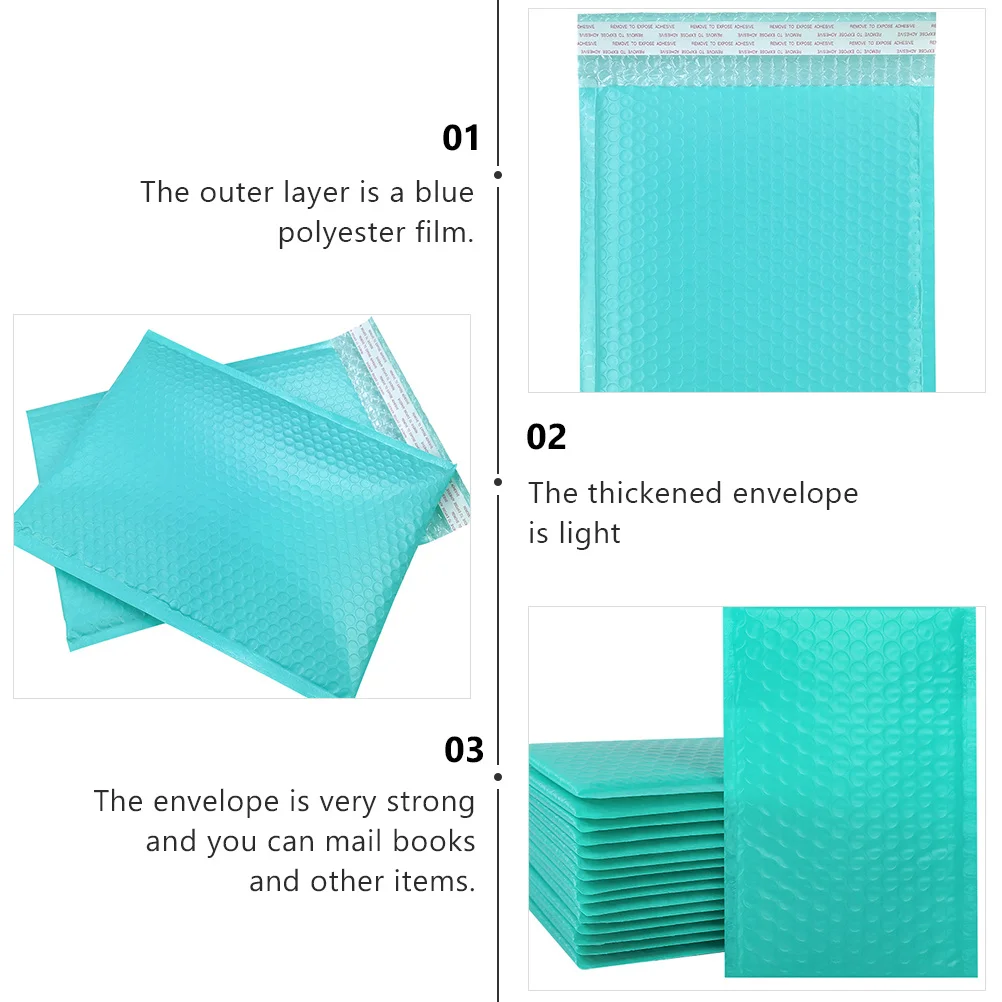 Enveloppes rembourrées légères et imperméables à bulles, 25 pièces, sacs d'expédition à coussin bleu auto-scellant, fournitures d'emballage Express