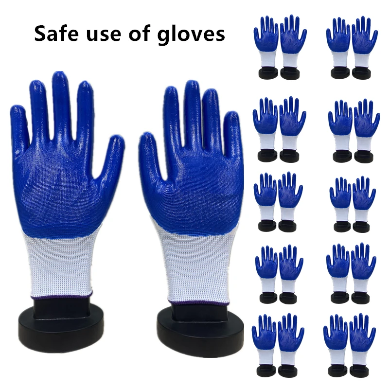 10-20pc pairs of nitrile safety coated work gloves, PU gloves and palm coated mechanical work gloves, obtained CE EN388