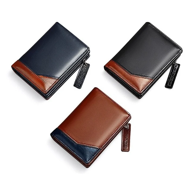 Schlanke Herren-Geldbörse mit RFID-Schutz aus PU-Leder, Minimalistisches Design, Schwarz, mit Bargeldfach und Reißverschluss-Münzfach, Reisezubehör – Detail 1