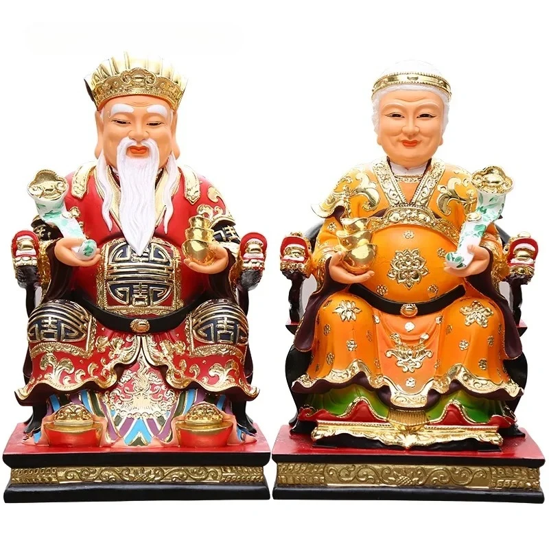 1PCS 30cm Resin Earth God Earth Goddess Landlord God of Wealth Buddha Statue Fengshui Figure Statue Ornament