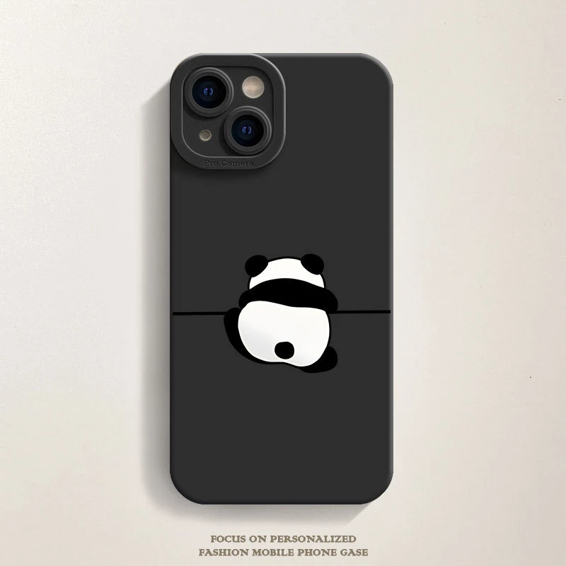 The New Cute Panda Phone Case For iPhone 11 13 12 14 15 Pro Max 8 7 Plus X XR XS Soft Silicon Shockproof Cover