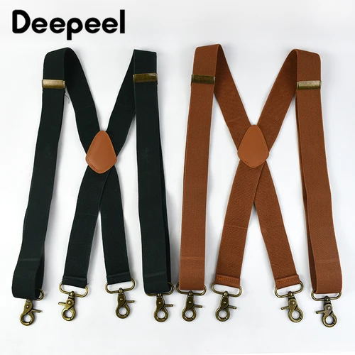 Deepeel-suspender para adultos para hombre, 3,5x120cm, tirantes tipo X, 4 Clips, hebillas de gancho, correa ajustable, cinturón elástico, tirantes para pantalones masculinos