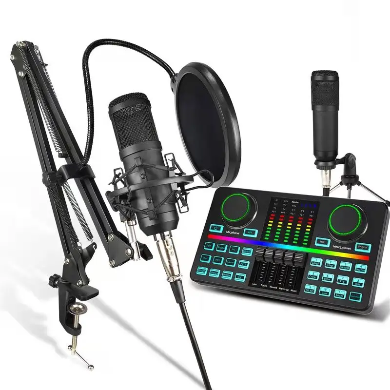 

live streaming sound card microphone set