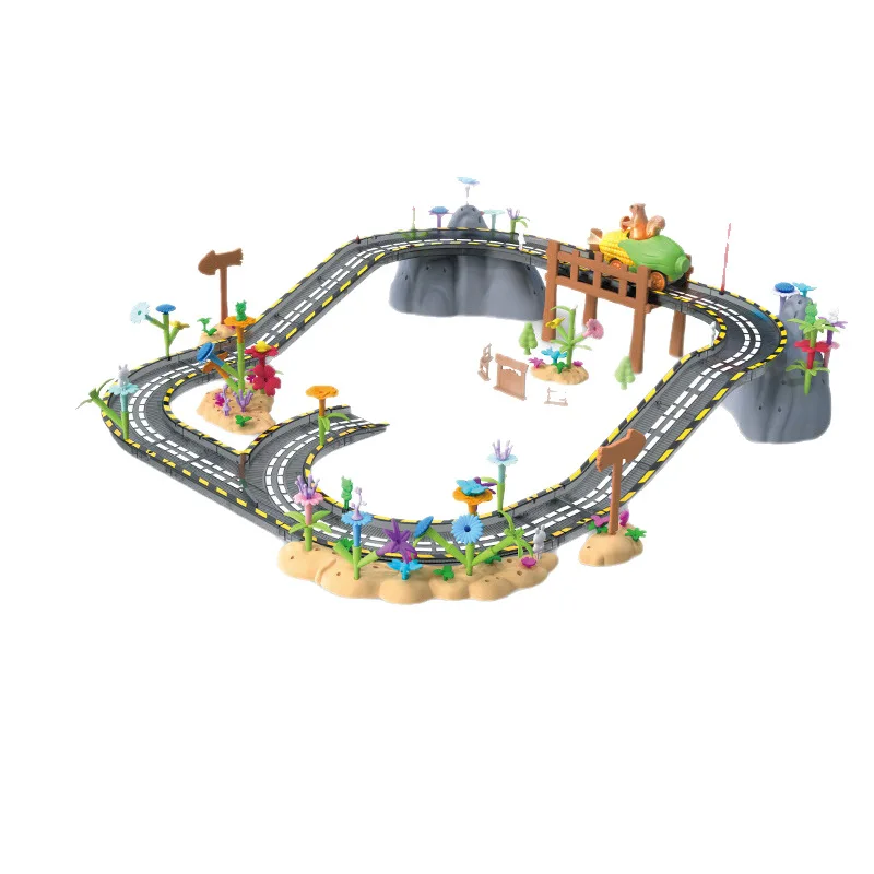 ตัวต่อรถไฟแม่เหล็กไฟฟ้าแบบประกอบเอง หลายฉาก ของเล่นเด็ก ชุดรางรถไฟแม่เหล็ก จัดสวนได้