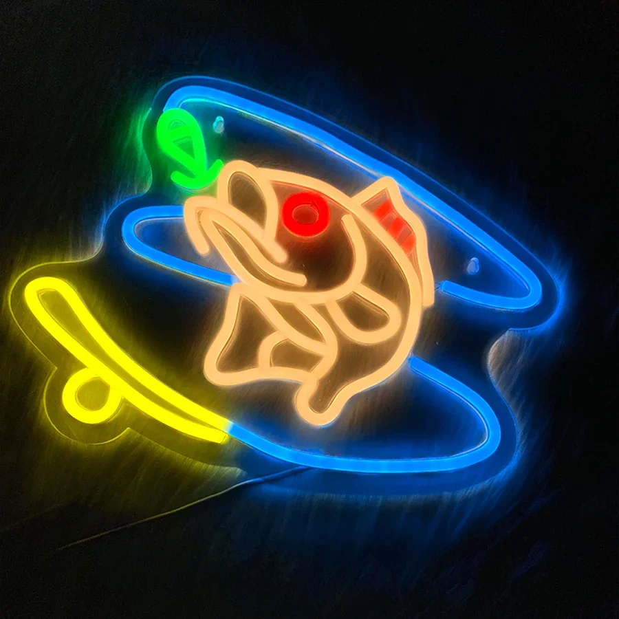 

Are Used To Decor Fishing Gear Shops, Man Caves And Fishing Places,Fishing And Wave Led Neon Lights, Usb-Powered Wall Lamps