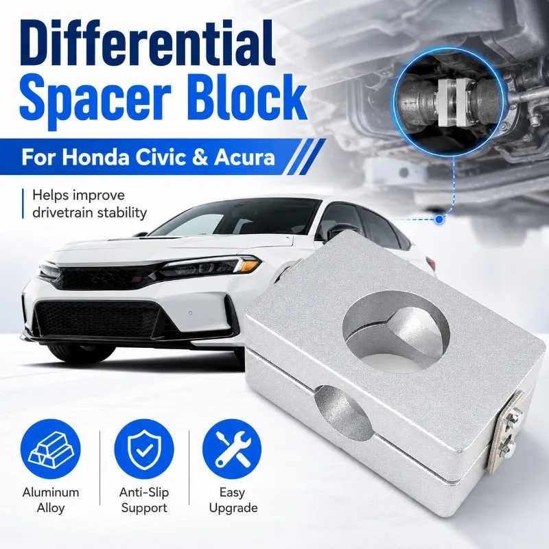 

Aluminum Differential Spacer Block for Honda Civic Acura, Anti-Slip Rear Mount Support Conversion Plate, 7x4.5x2.5cm Kit