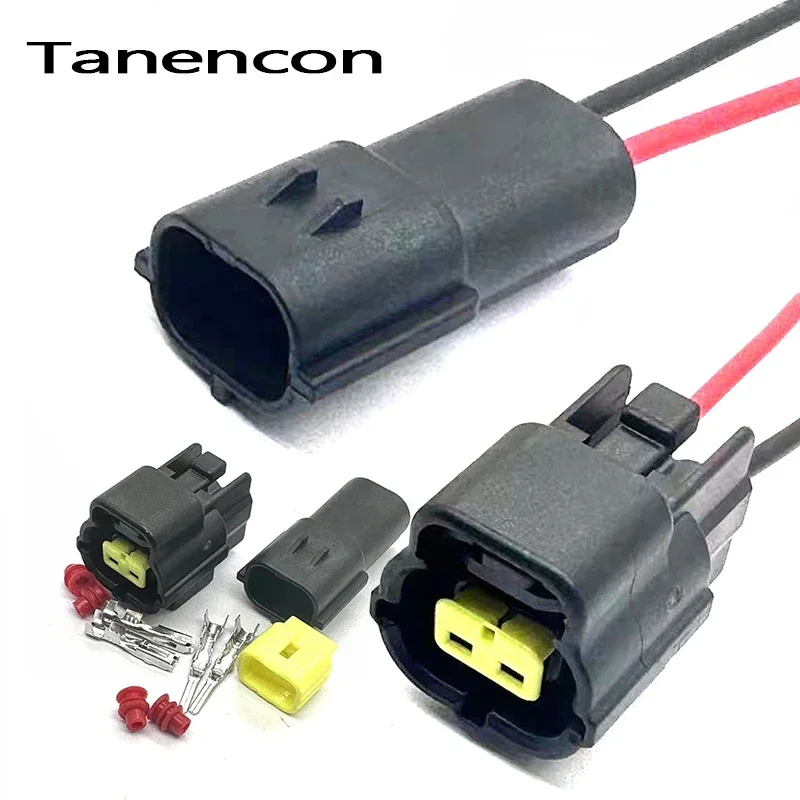 1 conjunto de conectores automotivos à prova d'água, 2 pinos, entrada de ar, sensor iat, chicote de fios, válvula solenóide, plugue para toyota 174354 -2 174352 -2