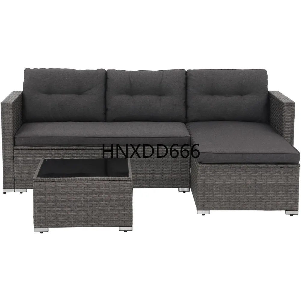 

Outdoor Patio Furniture Sets, 3-Piece All Weather Wicker Outdoor Conversation Set,