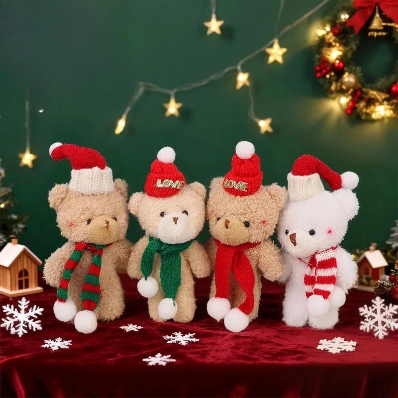 أفخم الحيوانات عيد الميلاد استحى الدب لطيف دمية أفخم حقيبة سلسلة مفاتيح حلية قلادة وشاح دمية محشوة هدية أفخم الحيوانات #1