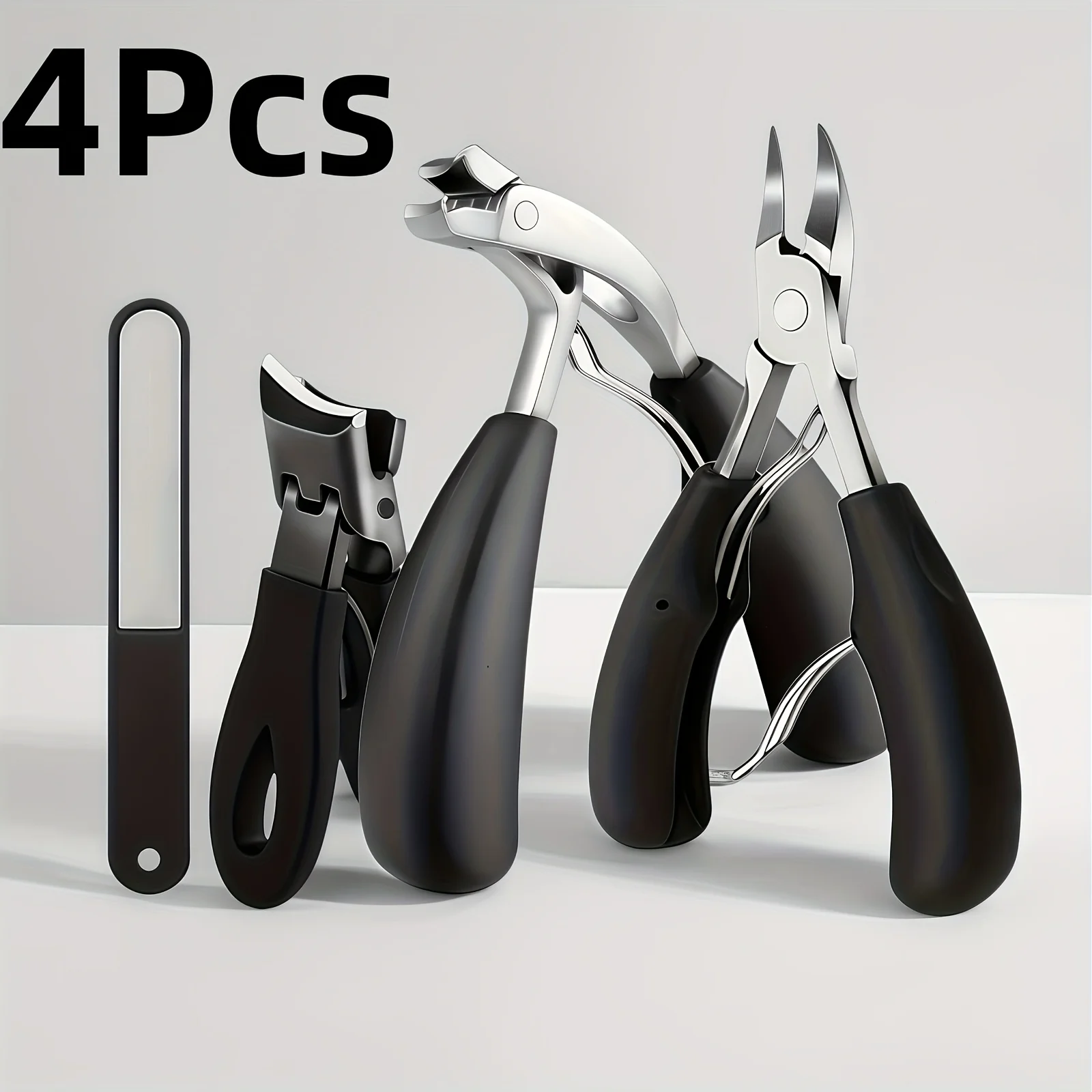 Zestaw narzędzi do paznokci ze stali nierdzewnej odpowiedni do grubych paznokci, zestaw nożyczek do ciężkich prac, wyposażony w pilniki do paznokci i narzędzia kosmetyczne.