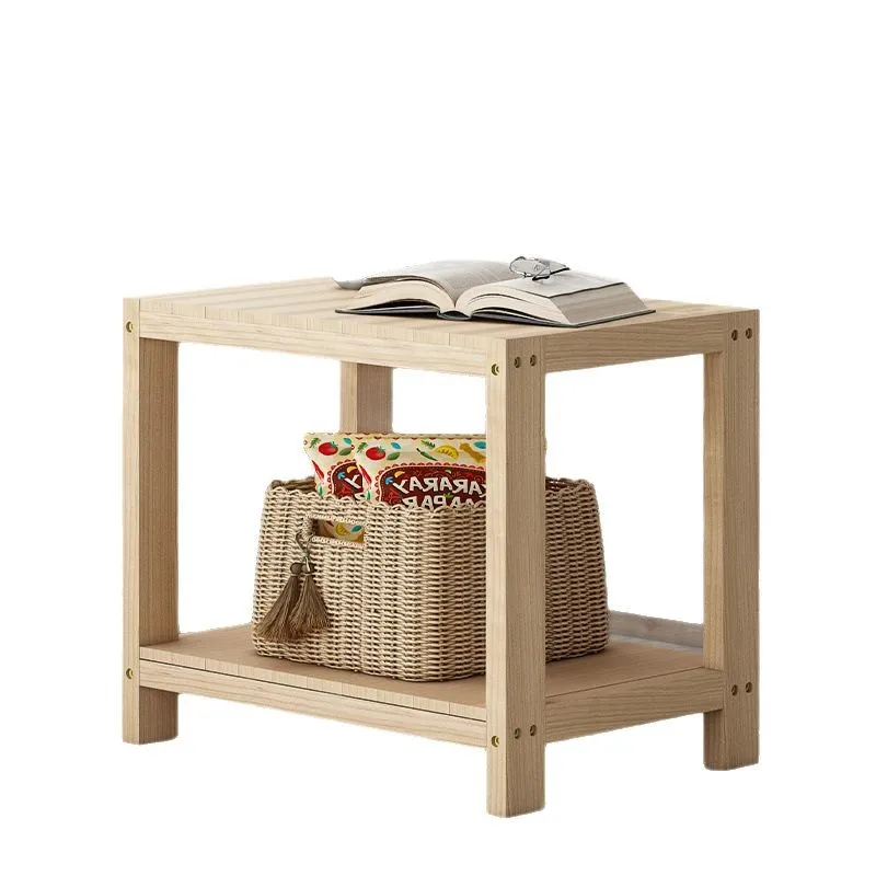 

Solid wood shelf, floor-to-ceiling seamless row skeleton, whole board small table simple bedside storage wooden shelfs