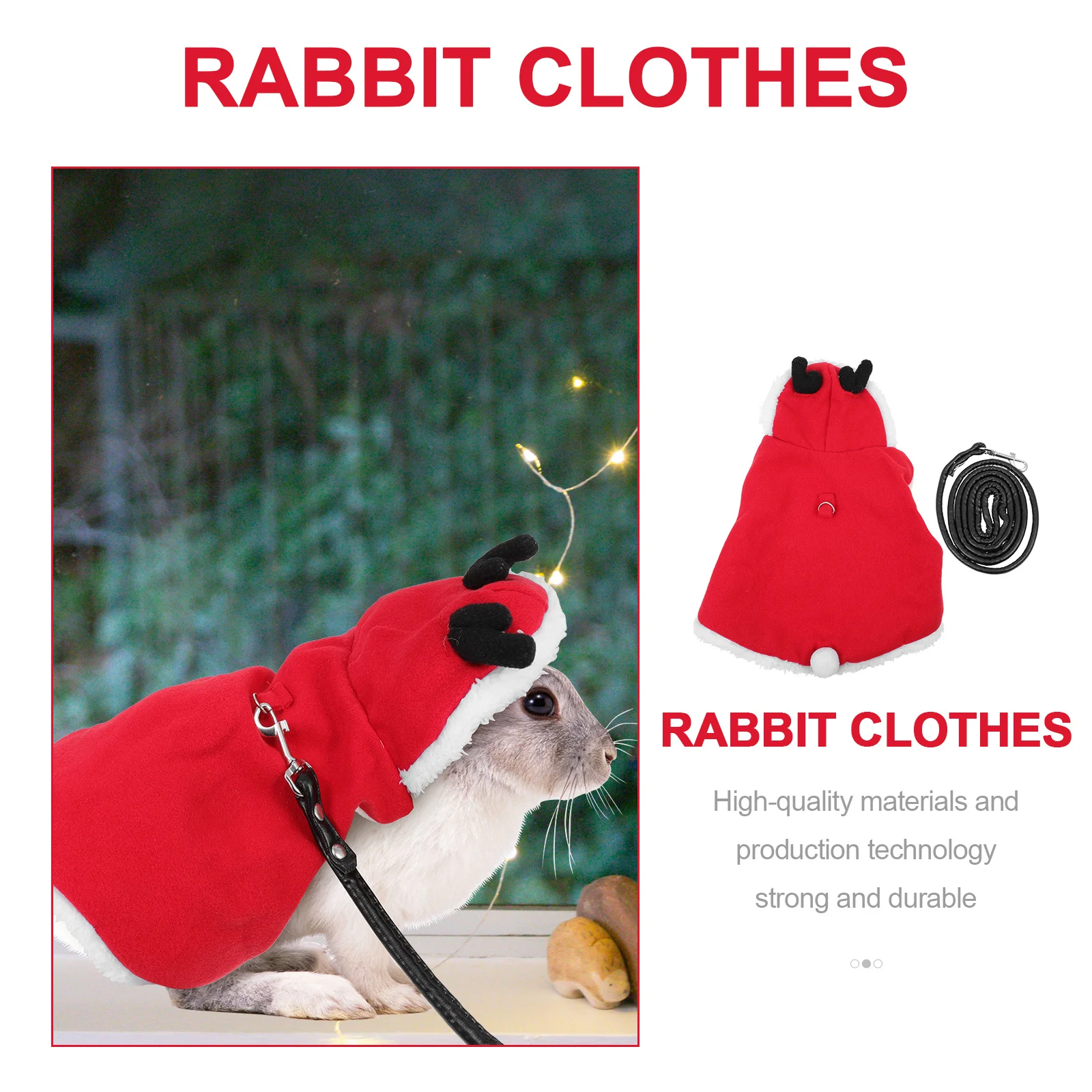 

Pet Rabbit Clothes Decoration Bunny Harness Rope Adorable Rabbits Garment Supplies Christmas Small Animal Traction Pets