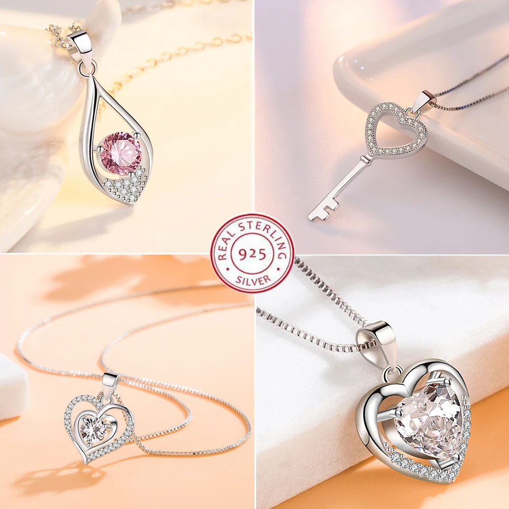 Damesketting 925 sterling zilver Gloeiende Firefly Maan Hart Hanger ketting Modedag Valentijnsdag sieraden cadeau