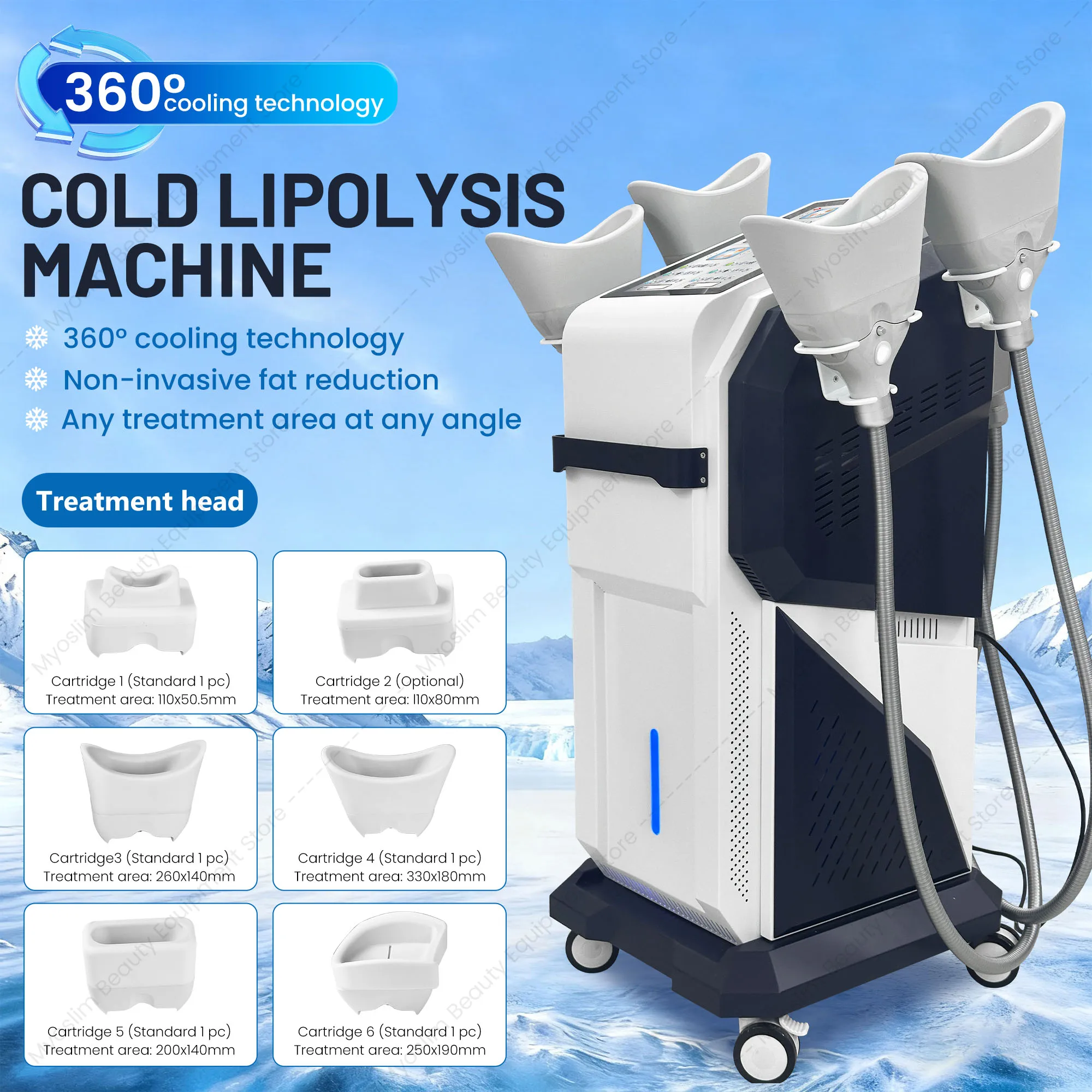 8 Handle Cold Lipolysis Machine Body Sculpting Machine Ice Sculpture Board Fat Freezing Slimming Cellulite Removal Weight Loss
